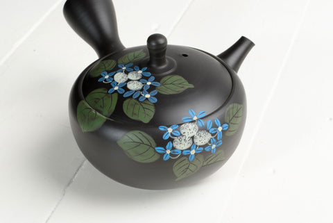 Kyusu Blue Flower Hydrangea 130ml - Tokoname