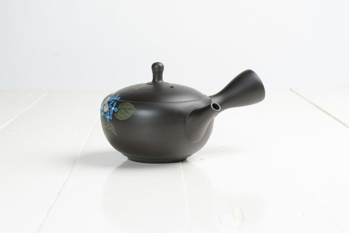 Kyusu Blue Flower Hydrangea 130ml - Tokoname