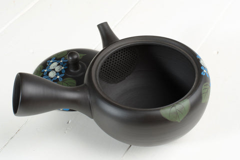 Kyusu Blue Flower Hydrangea 130ml - Tokoname